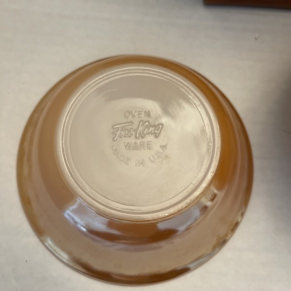 Peach Iridescent Carnival Glass 5 Dessert  Dish Bowls 5" Fire King USA Cottage - Picture 5 of 7